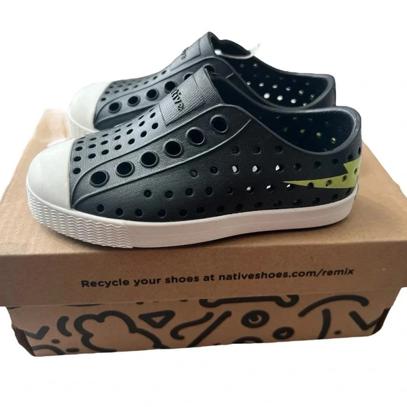 Native Shoes Other - NWT Native Jefferson Jiffy Black/Shell White/ Chartreuse Lightning Shoes